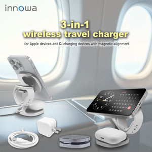 3-in-1 wireless travel charger (With Adaptor)